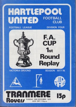 Hartlepool United v Tranmere Rovers Match Programme 1977-11-29